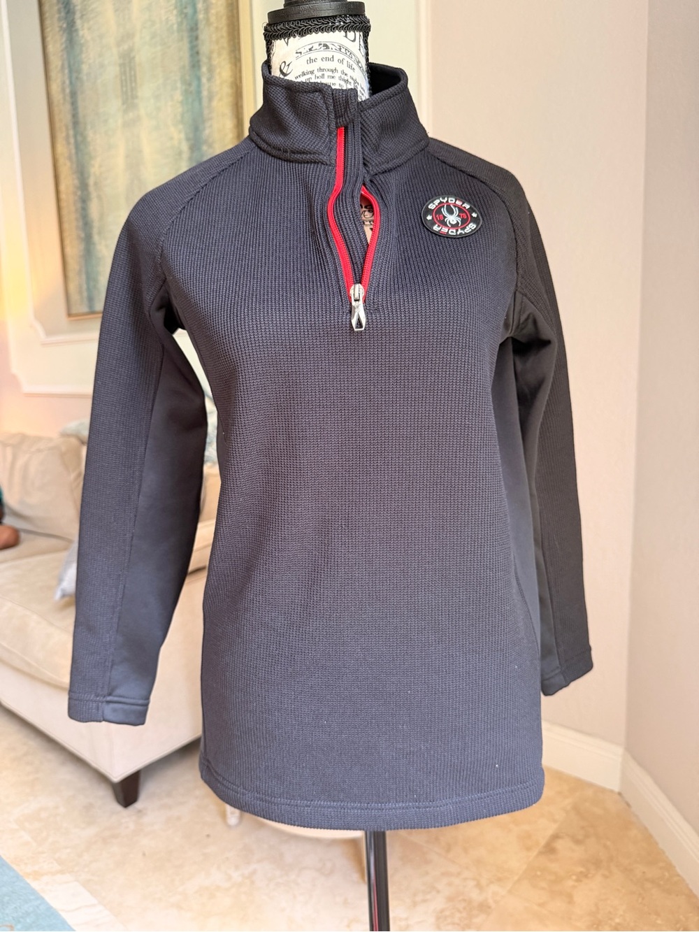 🔥 EUC | L | Spyder Kids Outbound Stryke 1/4 Zip Fleece Pullover Jacket Black